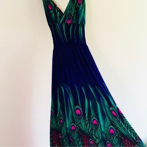 Peacock Print Summer Dress